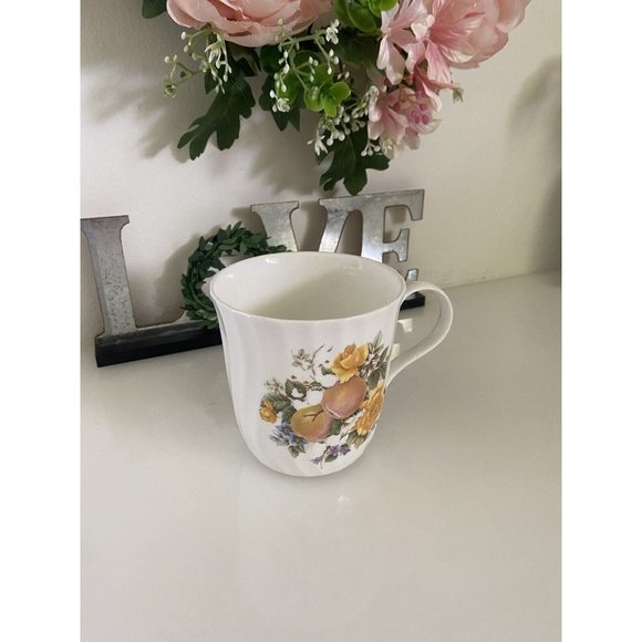 Crown Trent Harvest Coffee Mug Staffordshire England Yellow Rose Apple Berries - Picture 14 of 16